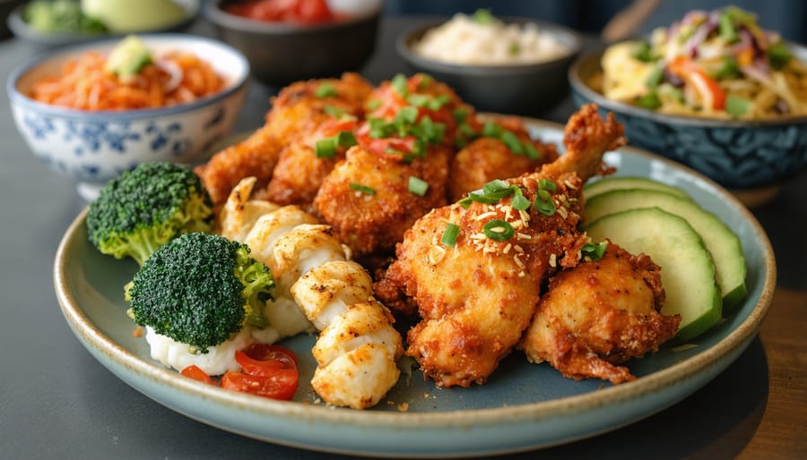 Assortment of diverse takeout food containers with various ethnic cuisines on dining table